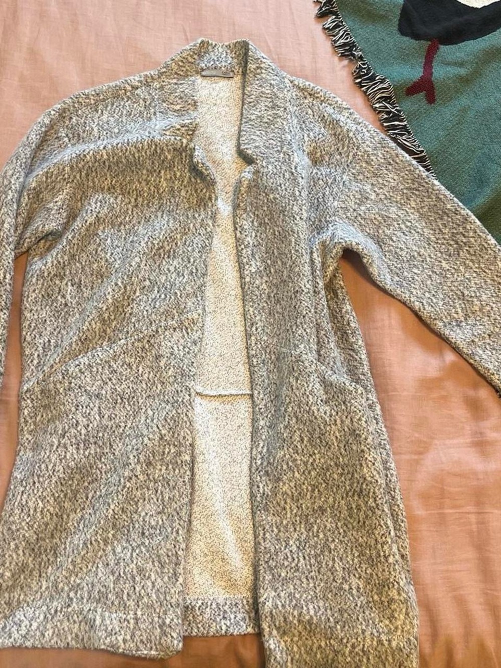 Cozy Open-Front Gray Knit Cardigan